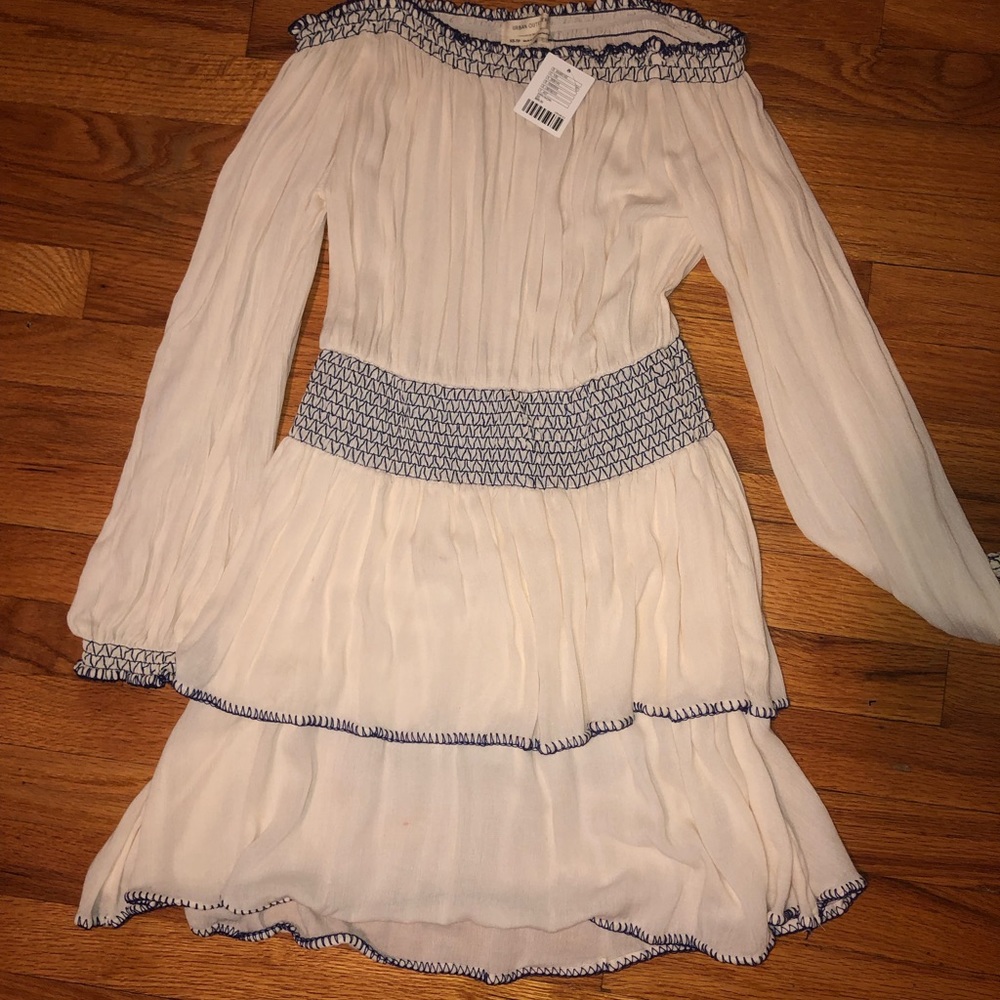 UO Off the shoulder white embroidered dress